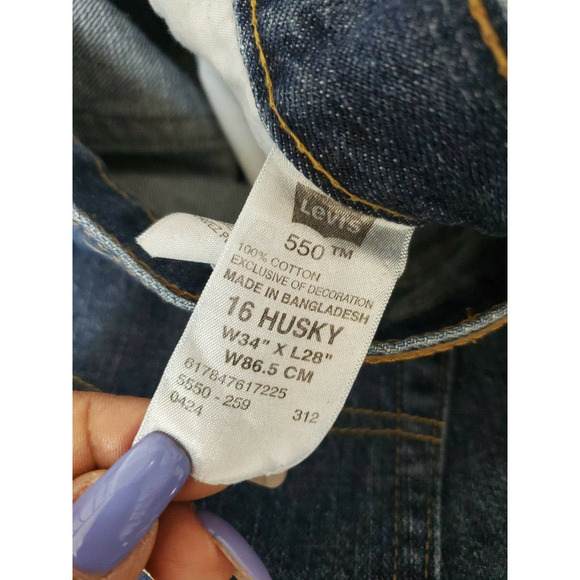 Levi's 550 Men's Blue Denim 100% Cotton Relaxed Fit 16 Husky Jeans Size 34/28 - Picture 9 of 10